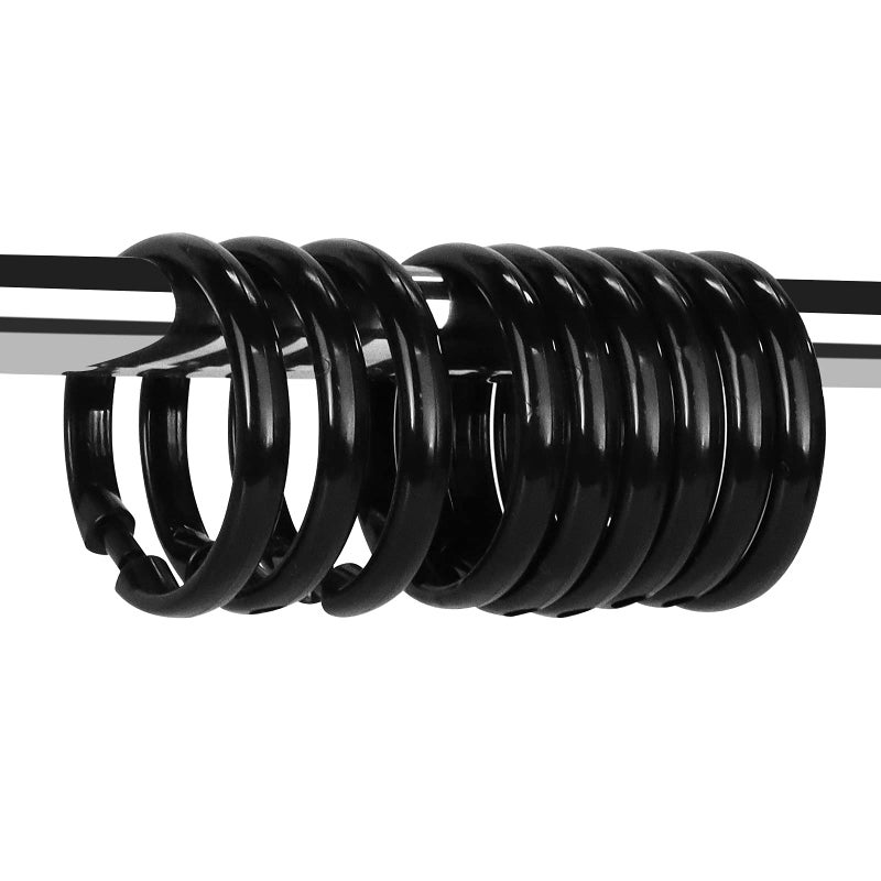 Qulable Black Shower Curtain Hooks Rings, 12 Pcs Circular Plastic Shower Curtain Rings for Bathroom, Plastic Shower Curtain Hooks for Shower Curtain Rod, Black Shower Hooks Rings for Shower Curtain - Image 1